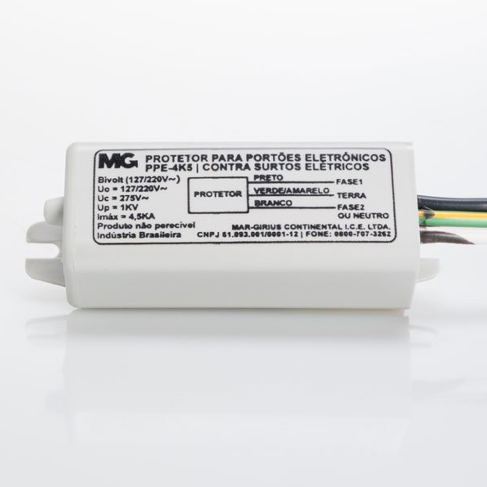 Imagem do produto Margirius Protetor para Portão Eletrônico 4,5kA Bivolt PPE-4K5