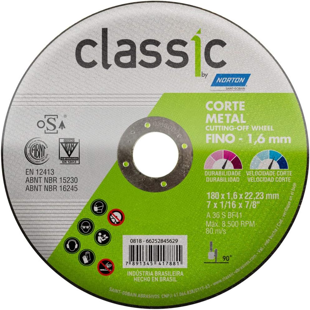 Imagem do produto Norton Disco de Corte Class Metal 7 x 1/16 x 7/8 Verde AR102