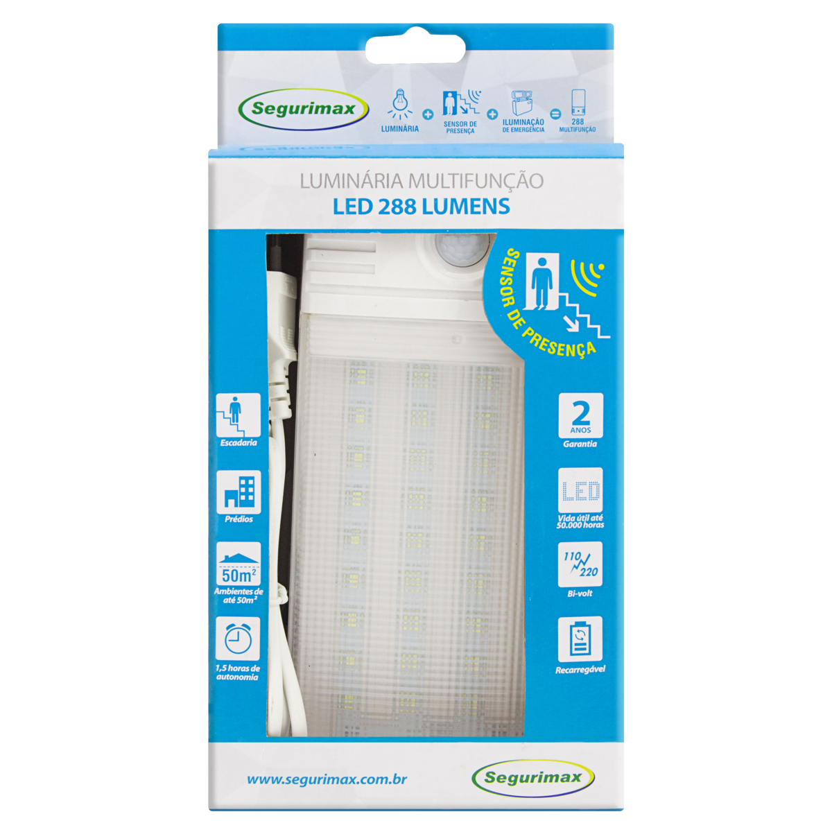 Imagem do produto Segurimax Luminária de Emergência LED 288 Lúmens