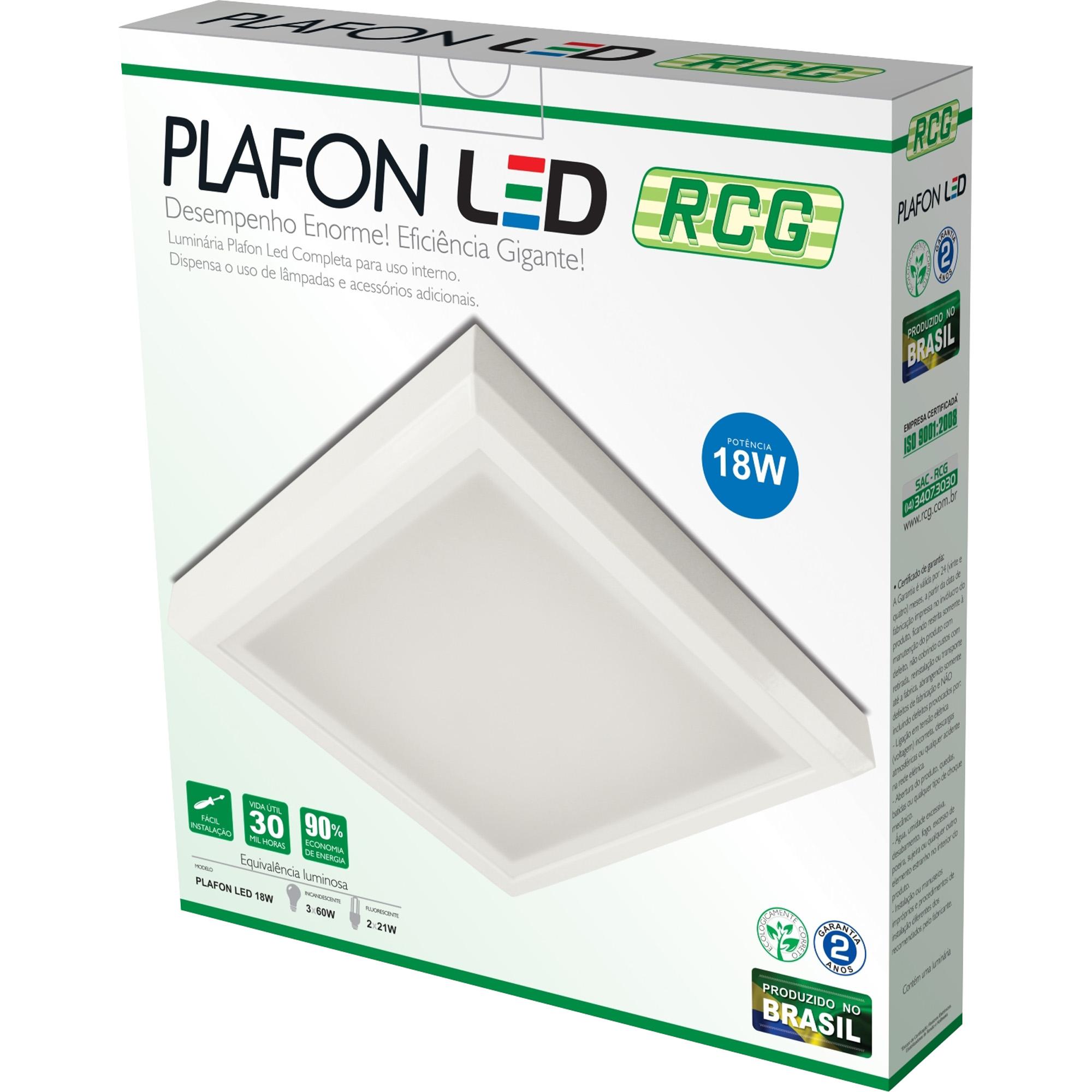 Imagem do produto Rcg Plafon LED Soft P3L 18W 6000K Embutir Bivolt