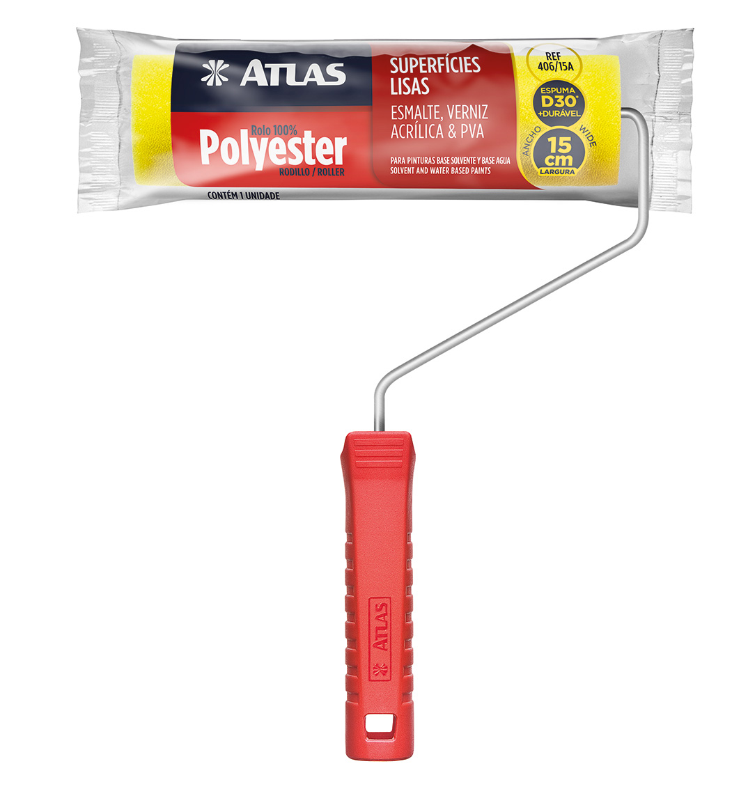 Imagem do produto Atlas Mini Rolo de Pintura de Espuma Amarelo com Cabo 15cm