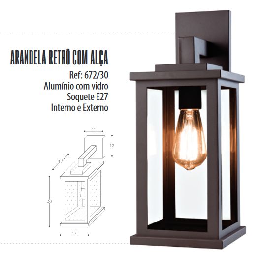 Imagem do produto Rioprelustres Arandela Retrô Marrom Texturizada 30cm