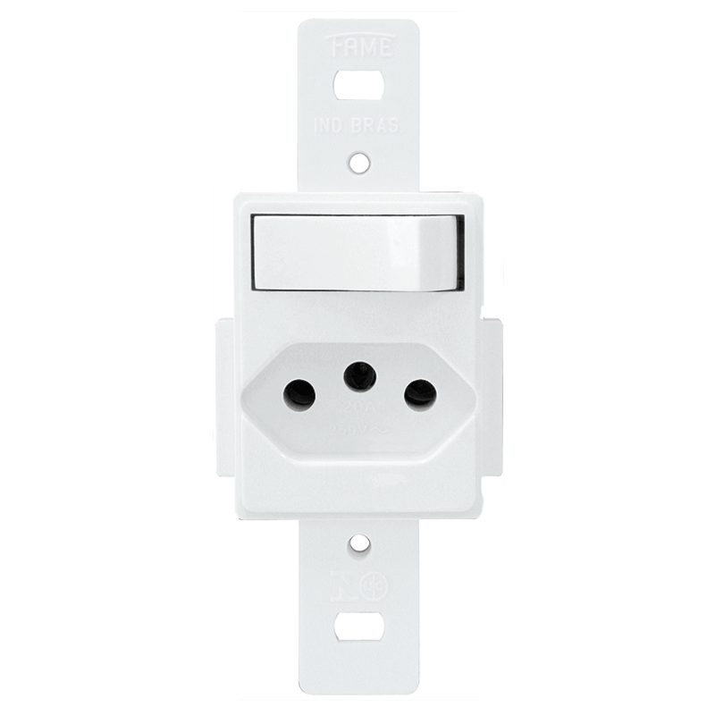 Imagem do produto Conjunto Blanc Sem Placa 1 Interruptor Simples + 1 Tomada 10A (Ref. 0679/1339) Fame