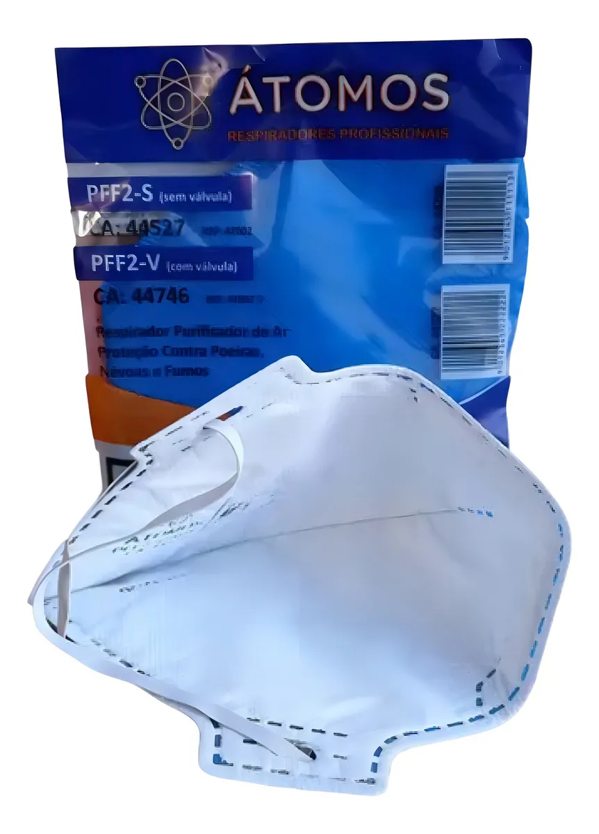 Imagem do produto Máscara Descartável Átomos PFF2-S Profissional sem Válvula Azul