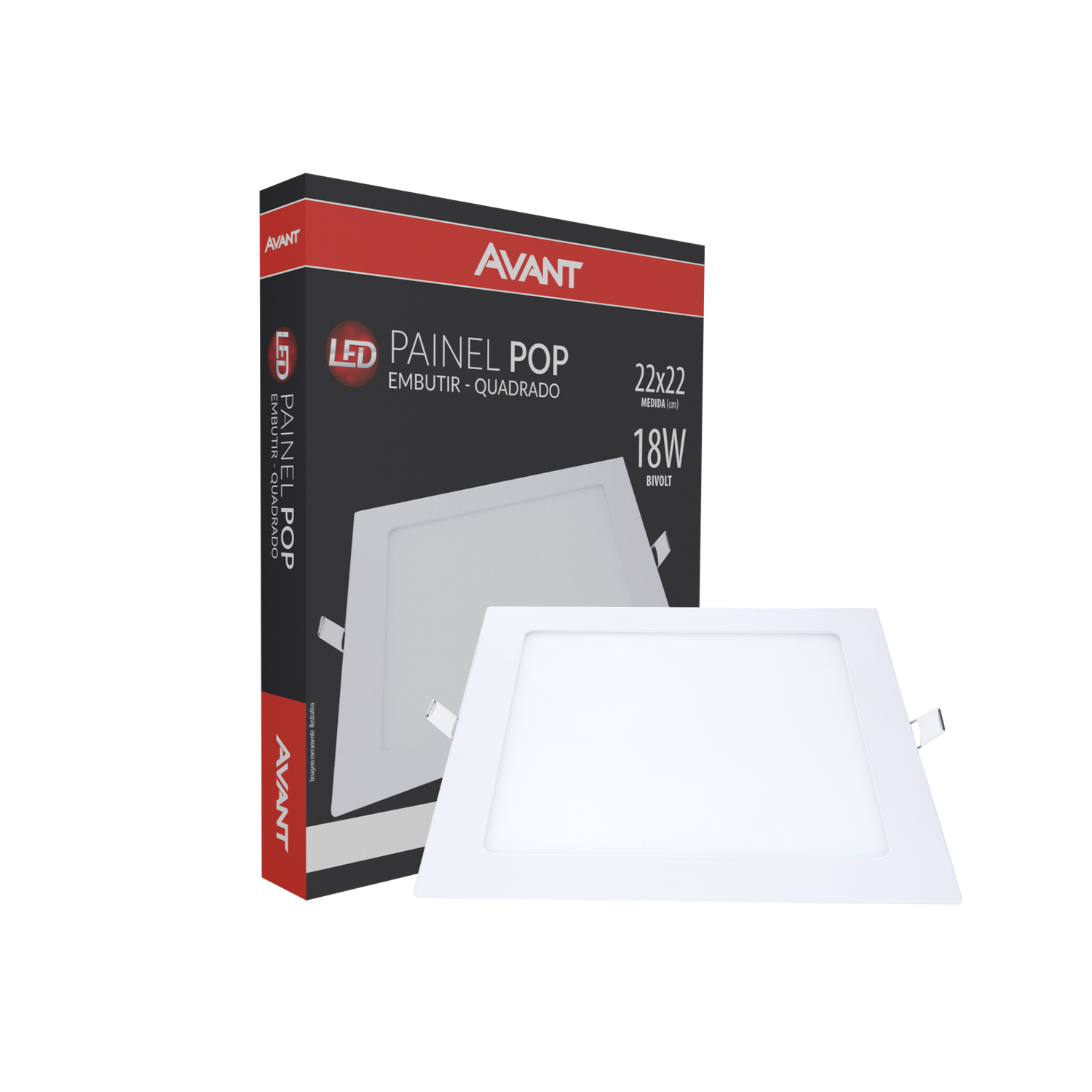 Imagem do produto Avant Painel LED Plafon de Embutir Quadrado 18W Bivolt 6500K Luz Branca