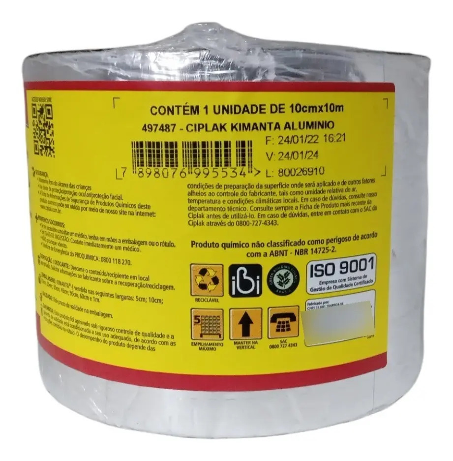 Imagem do produto Fita Multiuso Kimanta Aluminizada 10cm x 10mt Sika