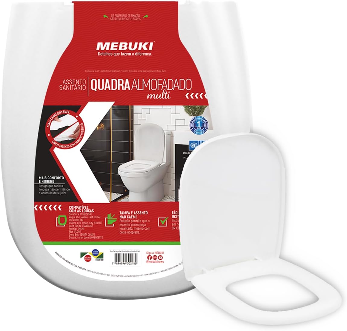 Imagem do produto Mebuki Assento Retangular Almofadado Branco