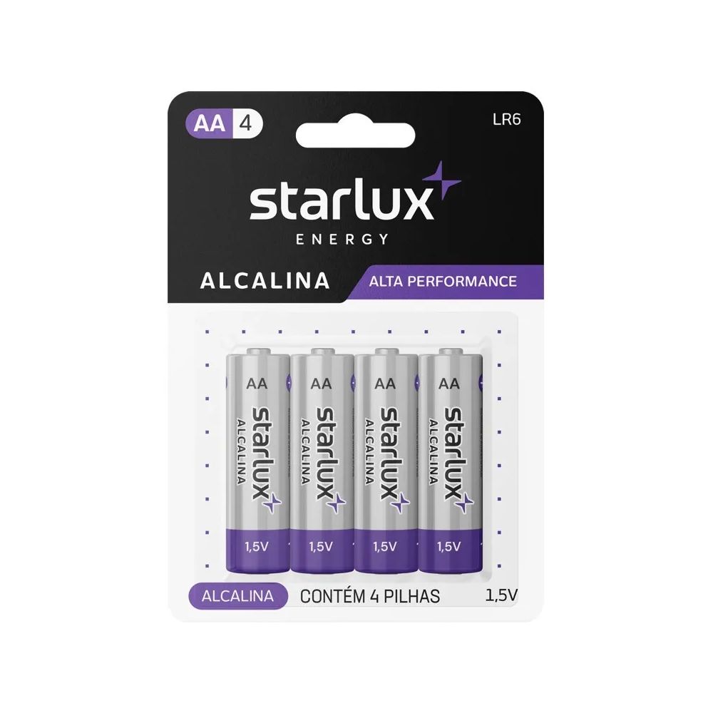 Imagem do produto Pilha Alcalina AA Starlux Energy com 4 Unidades Schulz