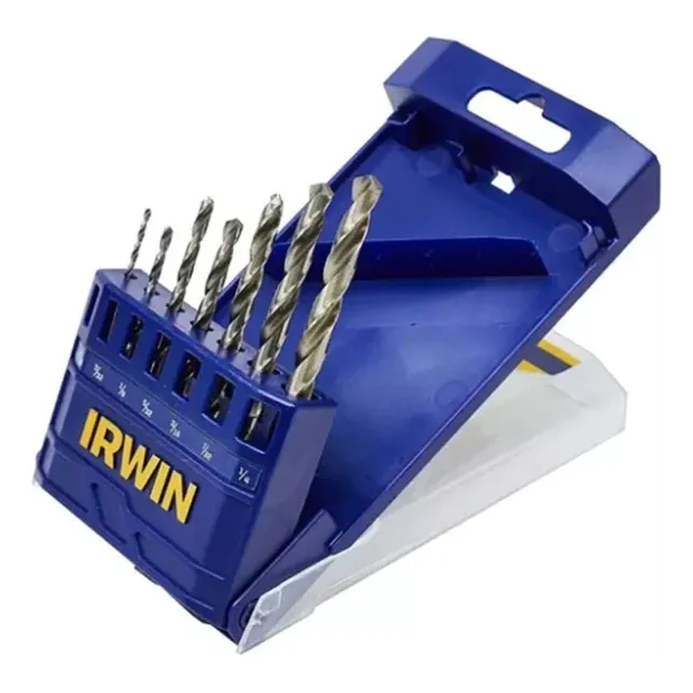 Imagem do produto Irwin Jogo 7 Peças de Brocas Aço Rápido HSS 1/16" a 1/4" 1865290