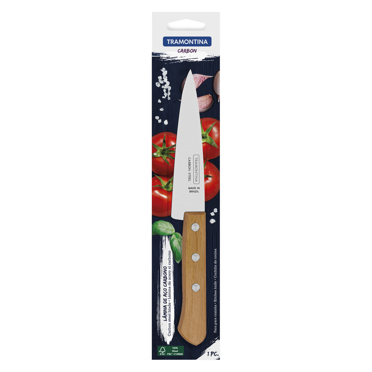 Imagem do produto Tramontina Faca para Cebola / Legumes Aço Carbono 5" com Cabo de Madeira