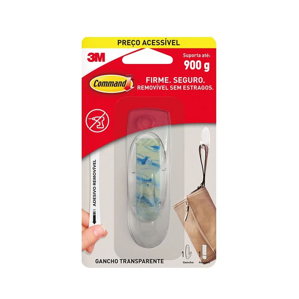 Imagem do produto 3M Gancho Command Médio Básico Transparente (12 unidades)
