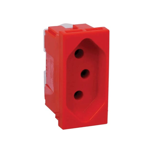 Imagem do produto Pial Plus Legrand Módulo de Tomada 2P+T 10A Padrão Brasileiro Vermelha 615039