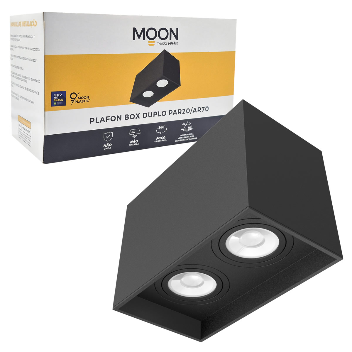 Imagem do produto Moon Plafon Tube Duplo PAR20/AR70 Preto