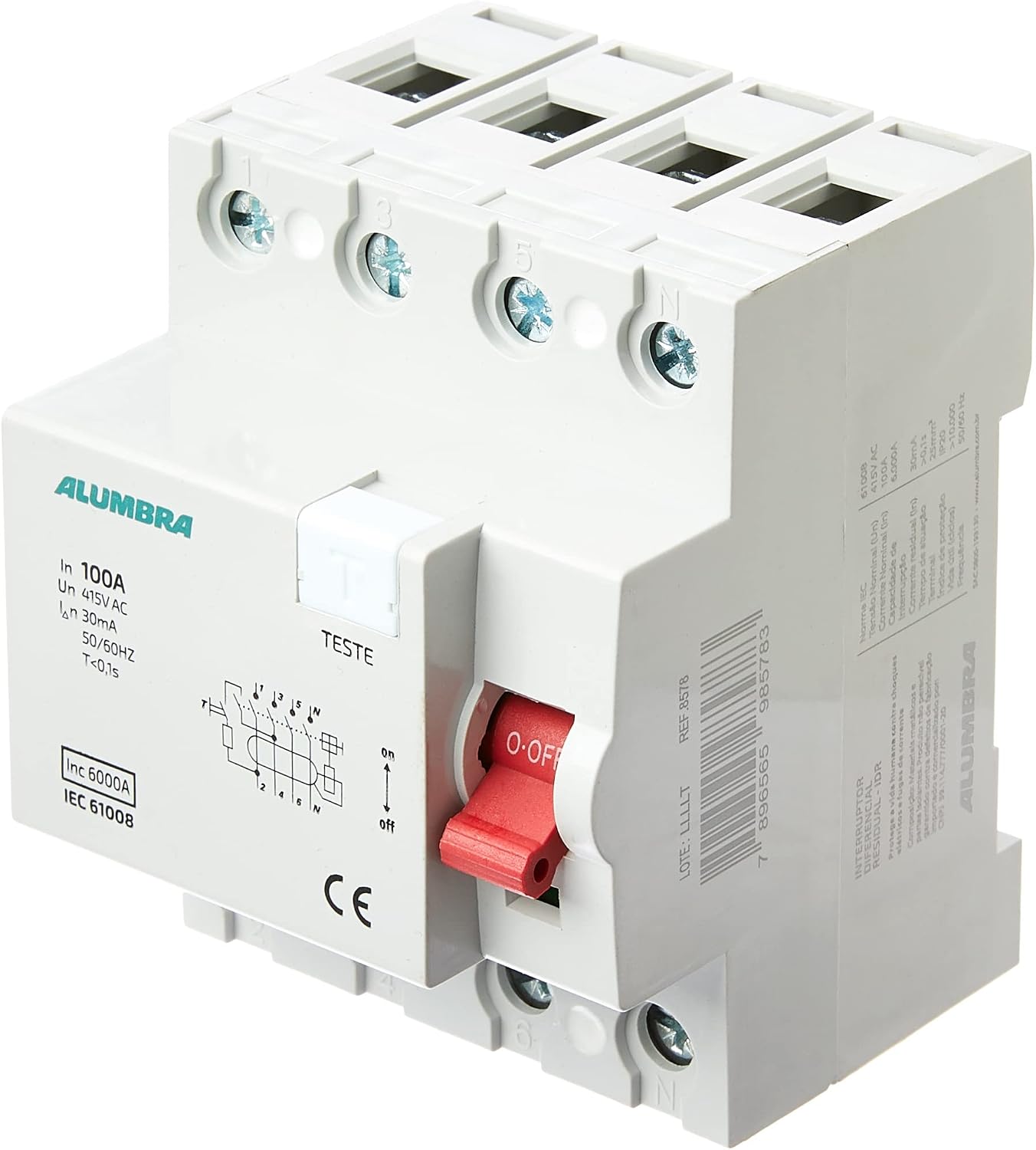 Imagem do produto Alumbra Interruptor Analógico Diferencial Residual Tetrapolar 100A 415V/240V