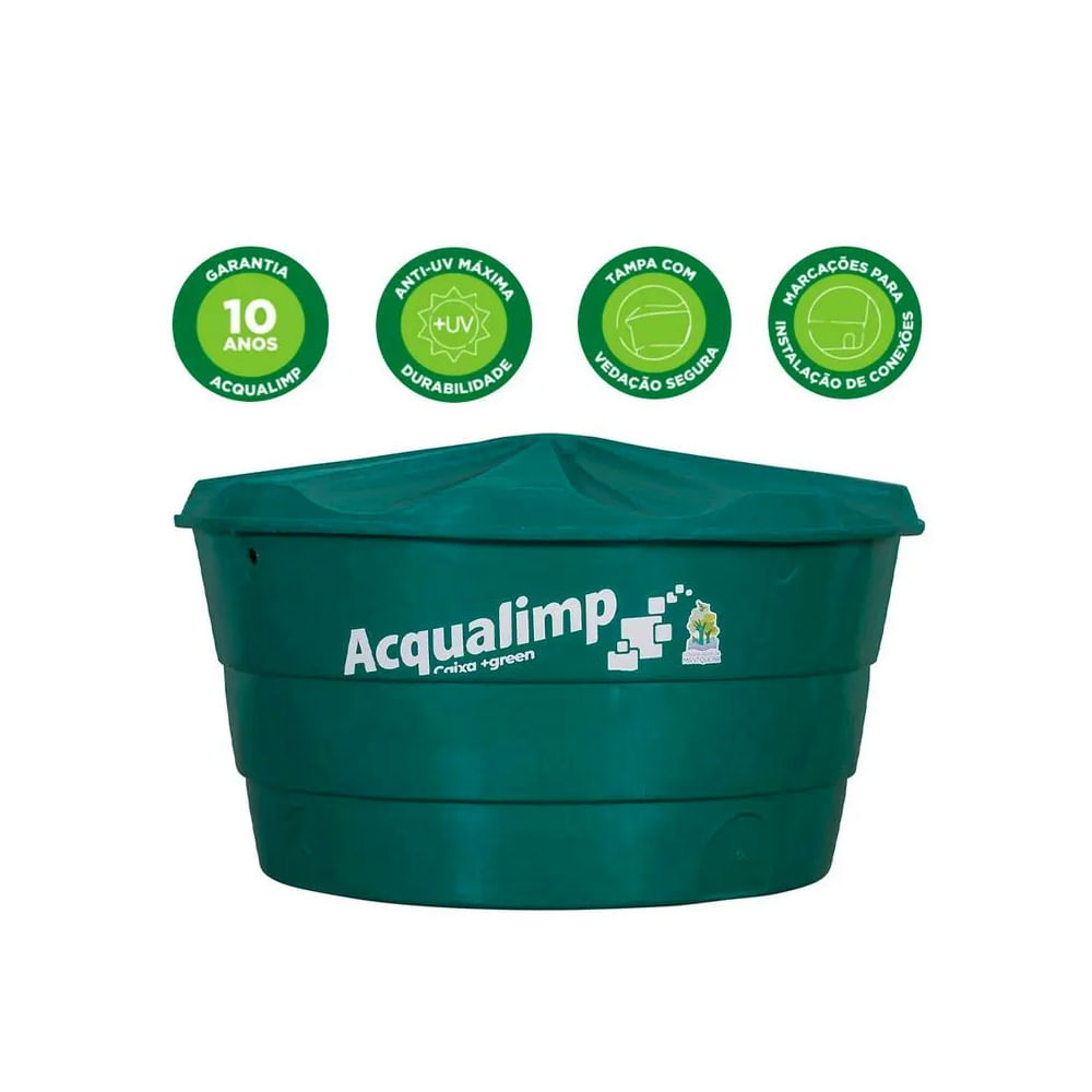 Imagem do produto Acqualimp Caixa d'Água Green 1000L com Tampa