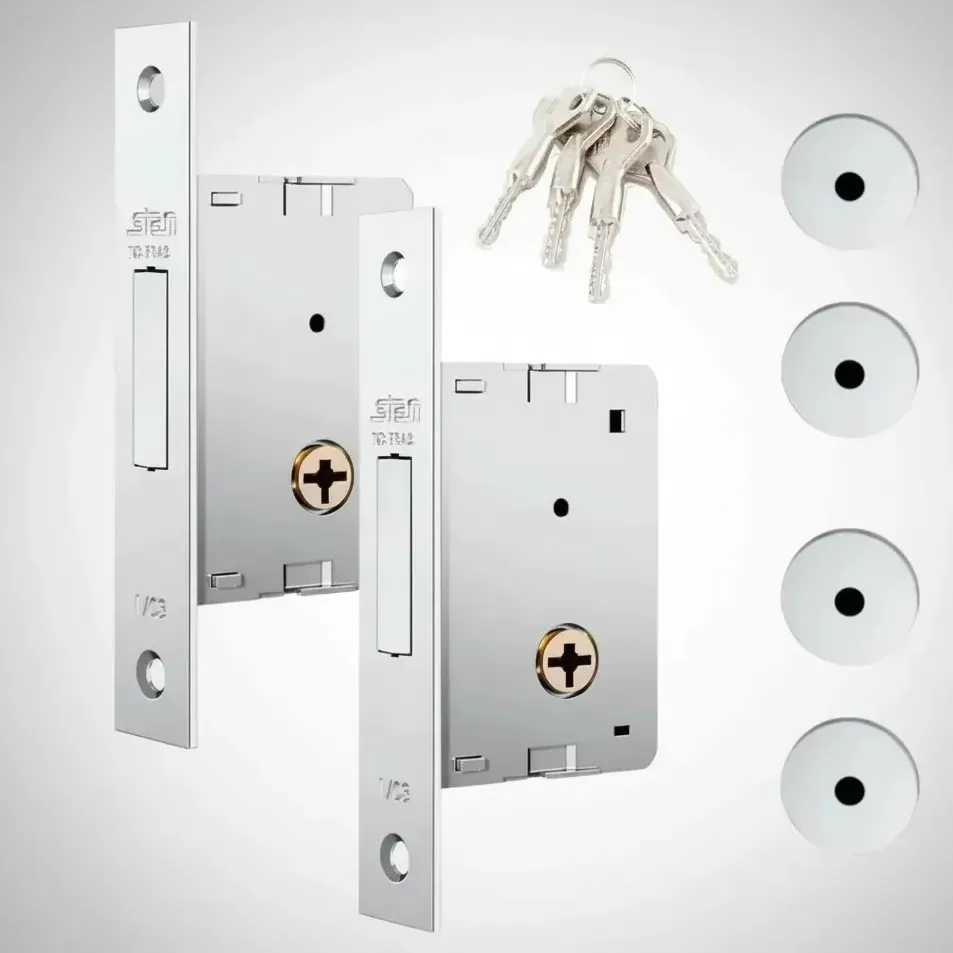 Imagem do produto Stam Fechadura Auxiliar 1003 (Par) Espelho Inox Trava