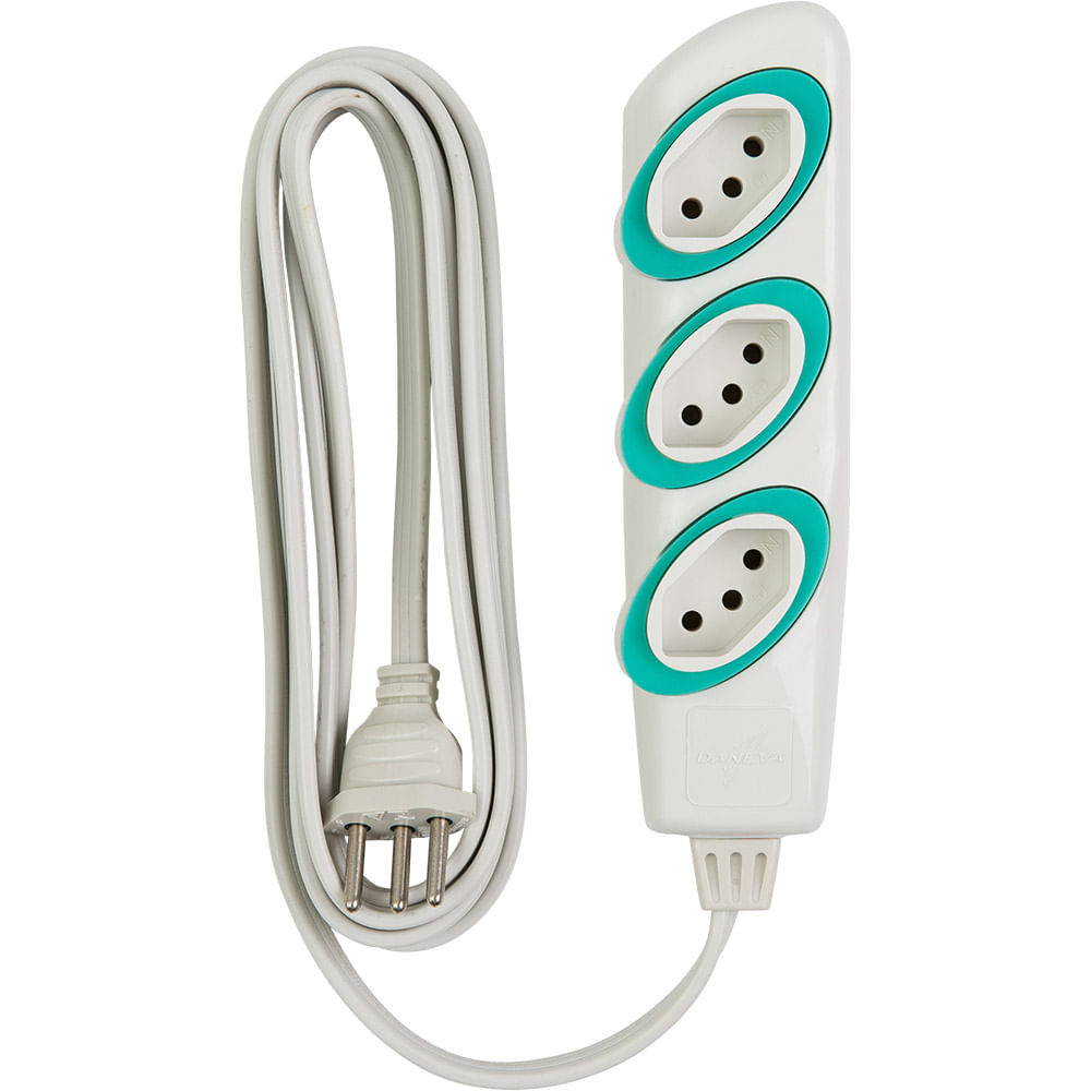 Imagem do produto Pial Legrand Extensão Elétrica Noshock Slim 45° 4 Tomadas 2P+T 10A Cabo PP 3x0,75mm² Gelo 3 Metros