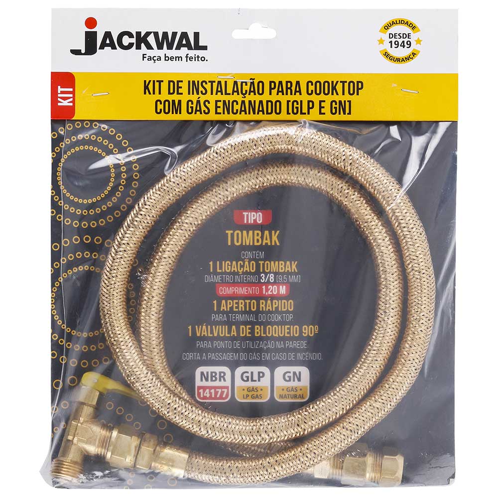 Imagem do produto Jackwal Kit de Instalação para Cooktop com Ligação Flexível Tombak 1,20 m Registro Esfera