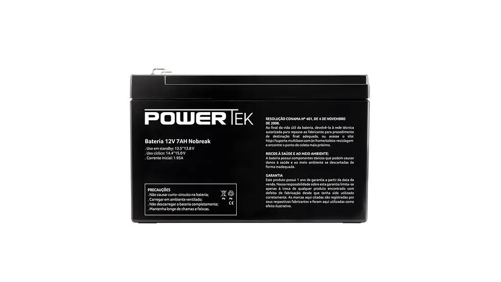 Imagem do produto Multilaser Bateria Recarregável para Nobreak 12V 7Ah Power Tek/Giga