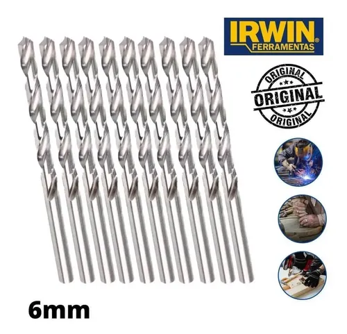 Imagem do produto Irwin Kit com 10 Peças Broca de Aço Rápido 6mm para Metal