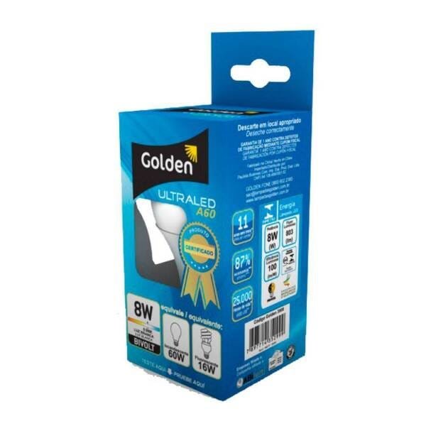 Imagem do produto Lâmpada Ultra LED Bulbo A60 8W Bivolt 6500K Golden