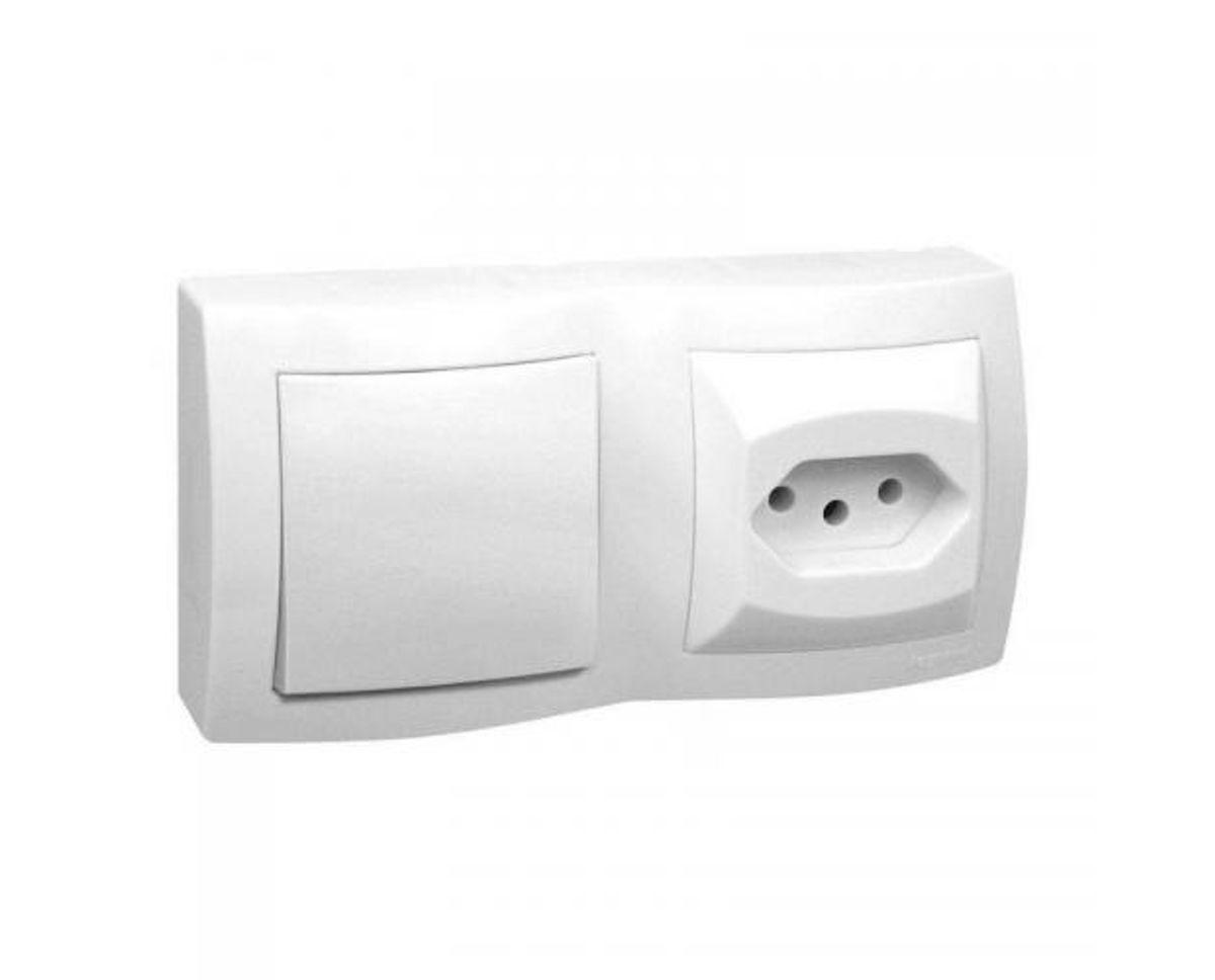 Imagem do produto Pial Legrand Conjunto de Sobrepor Interruptor Simples + Tomada 2P+T 10A Sistema X Branco