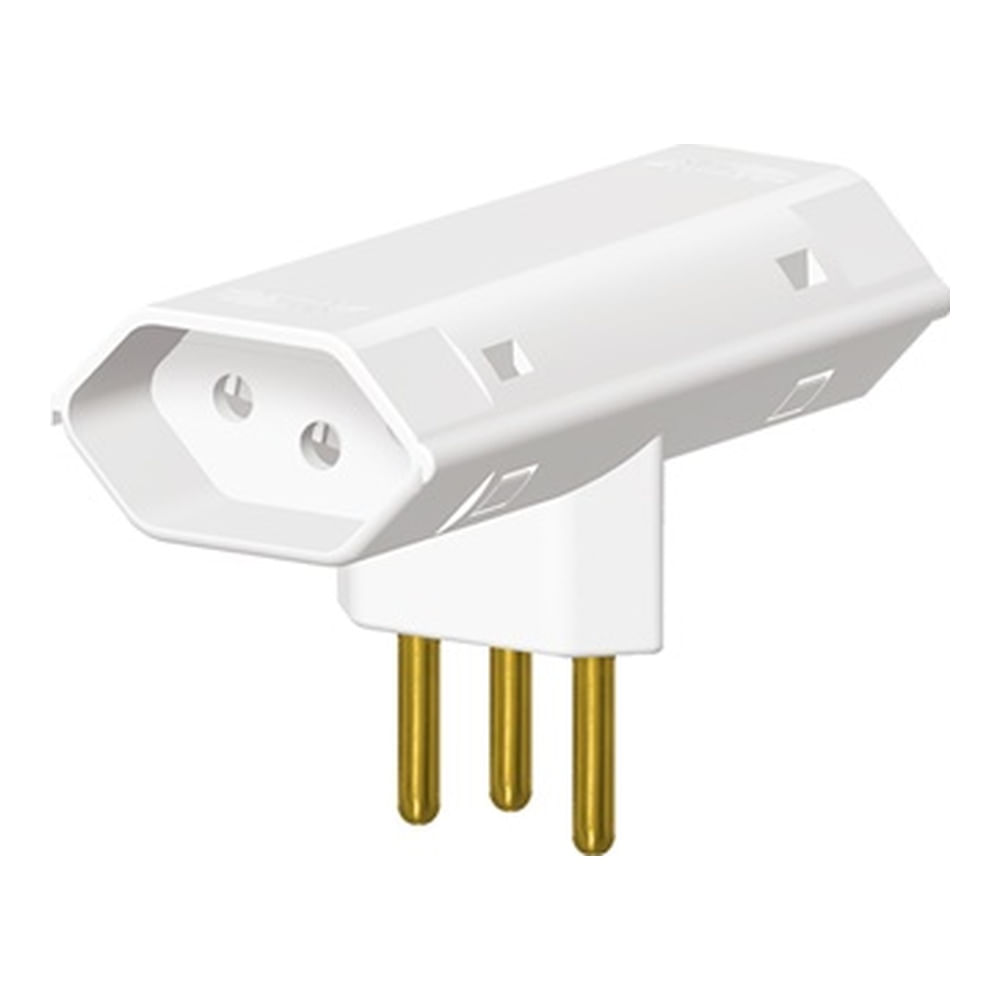 Imagem do produto Alumbra Pino Adaptador 2P+T Branco 10A 2 Saídas