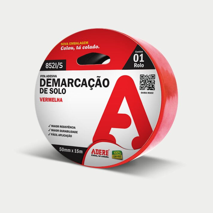 Imagem do produto Adere Fita Demarcação de Solo Vermelha 852I/S 50 mm x 15 m