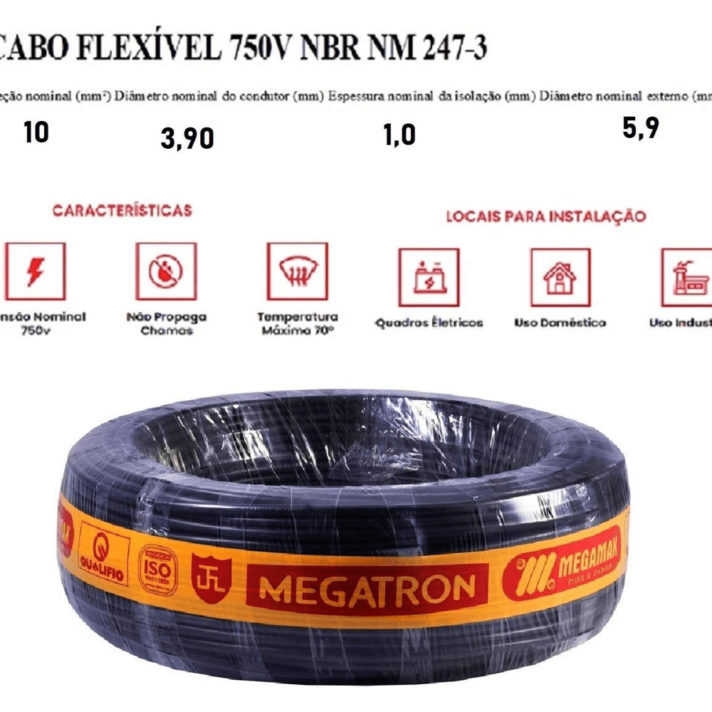 Imagem do produto Maxcoper Cabo Flexível 10,00 Preto Maxcopper