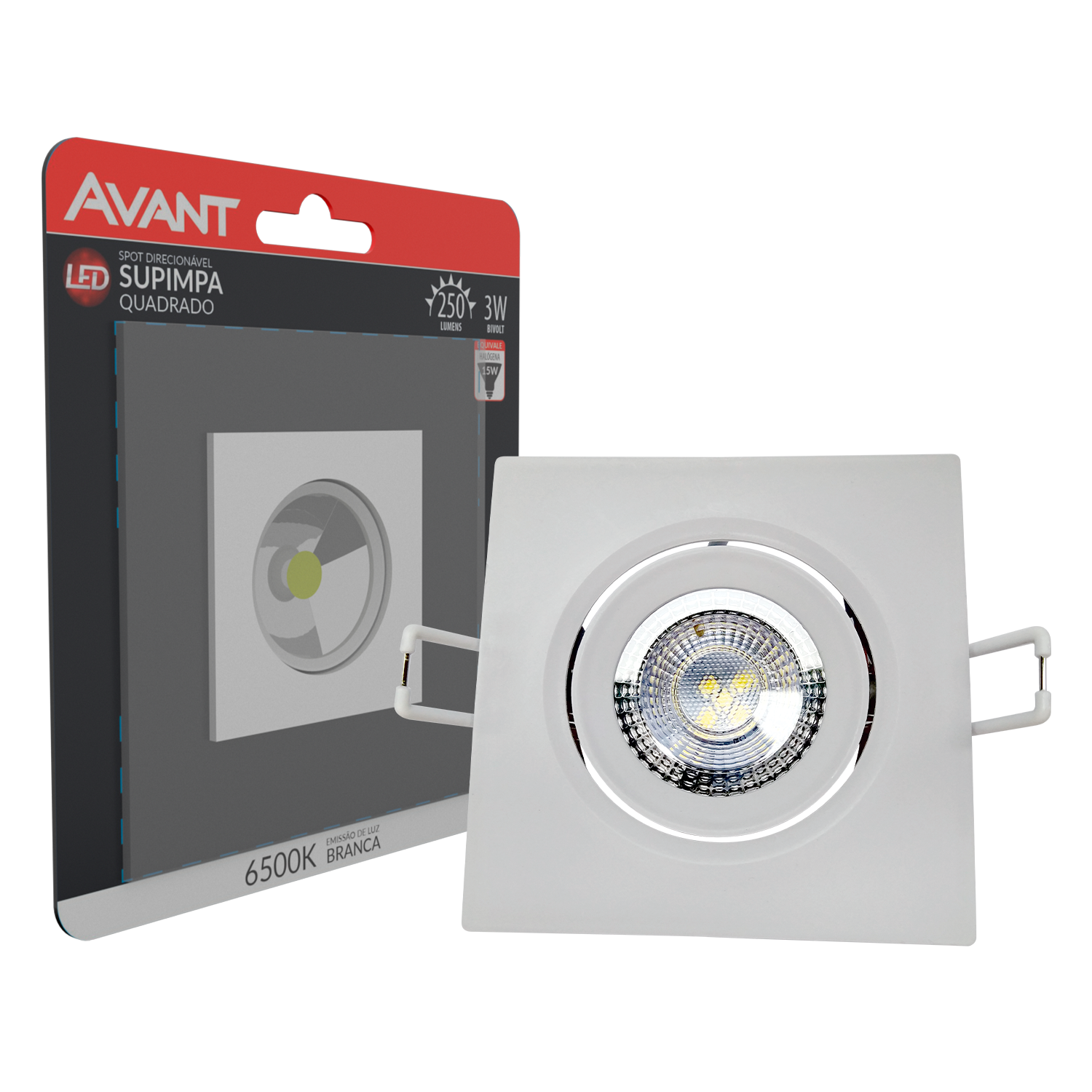 Imagem do produto Avant Spot LED de Embutir Supimpa Quadrado 3W Bivolt 6500K Luz Branca