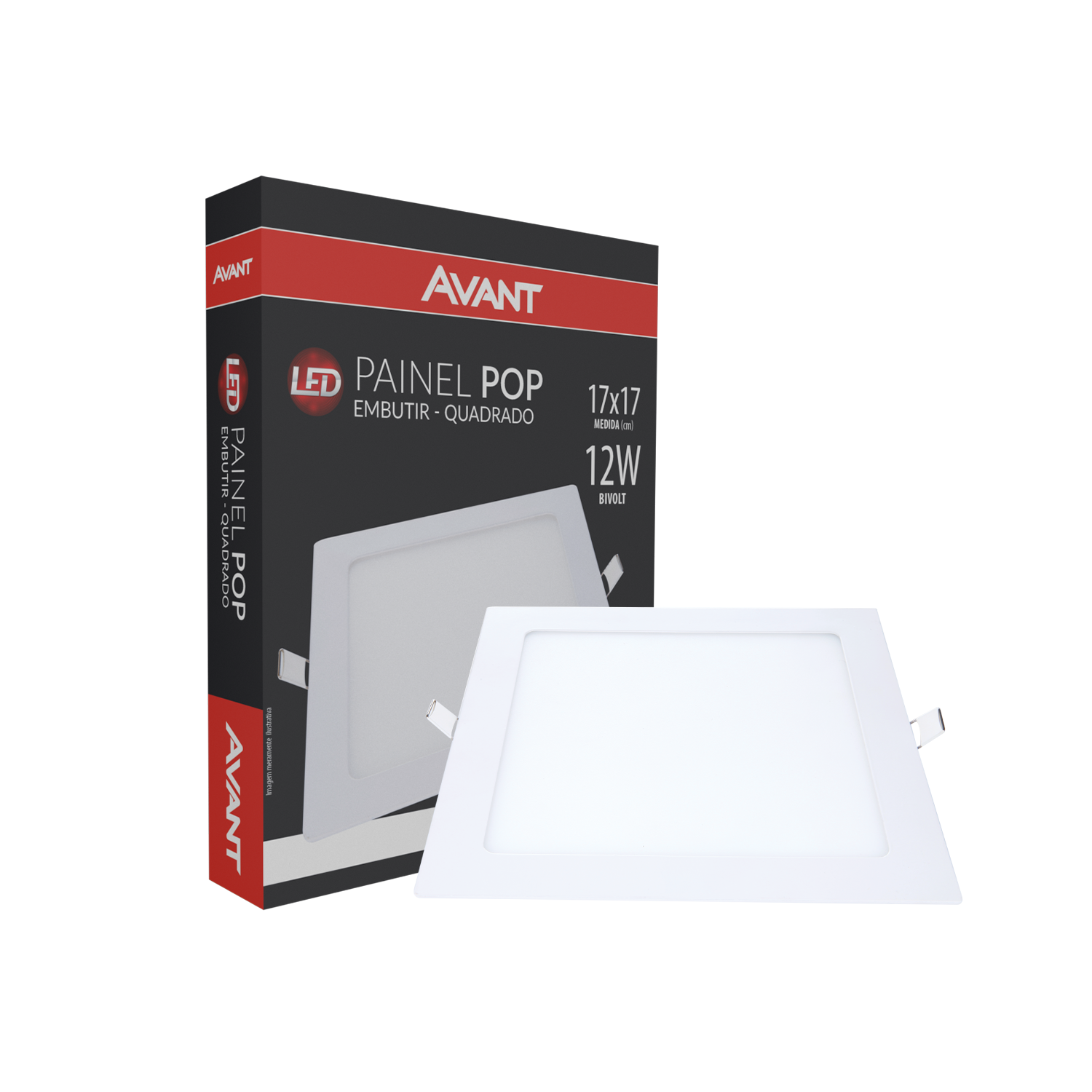 Imagem do produto Avant Painel LED Plafon de Embutir Quadrado 12W Bivolt 6500K Luz Branca