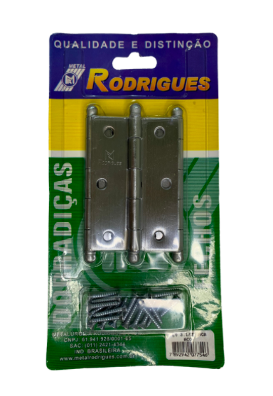 Imagem do produto Dobradiça Leve Aço Cromo Acetinado 3.1/2" (Cartela com 3 peças) Rodrigues
