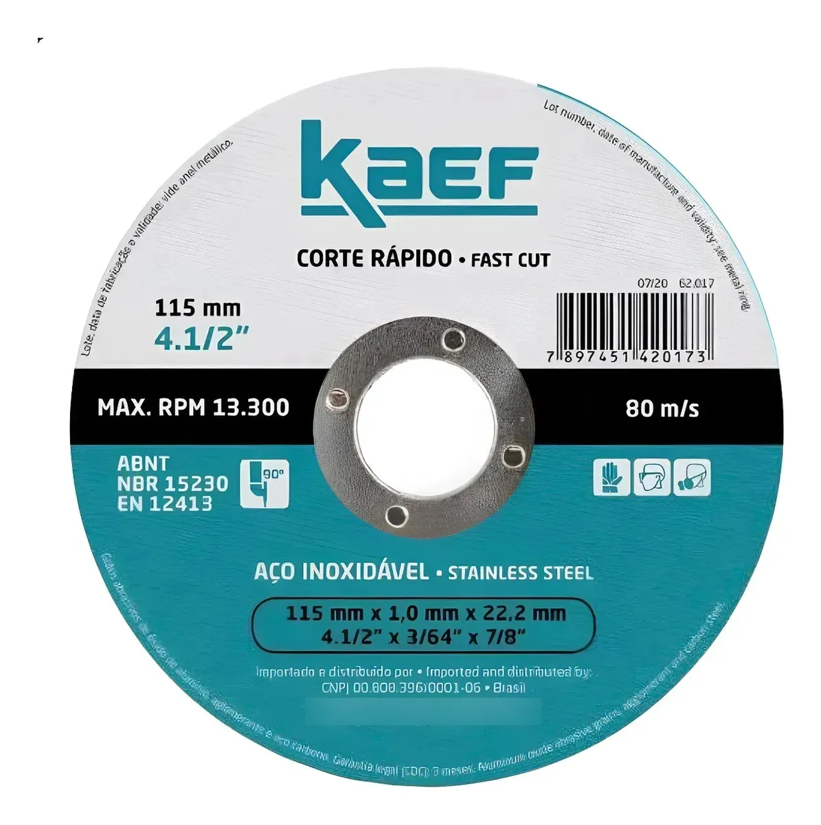 Imagem do produto Disco Corte Inox Esmerilhadeira Kaef 115x1mm 4.1/2x3/64x7/8