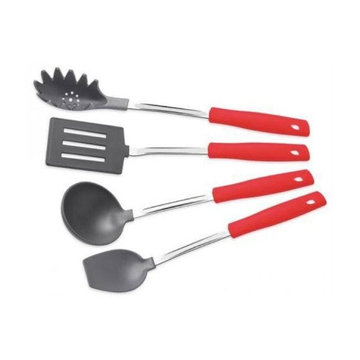 Imagem do produto Tramontina Jogo de Utensílios Easy com Bojos em Nylon e Hastes em Aço Inox 4 Peças Vermelho