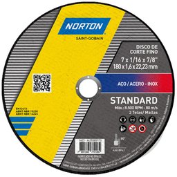 Imagem do produto Disco de Corte Standard 180x22.23mm para Esmerilhadeira NORTON-66252850173