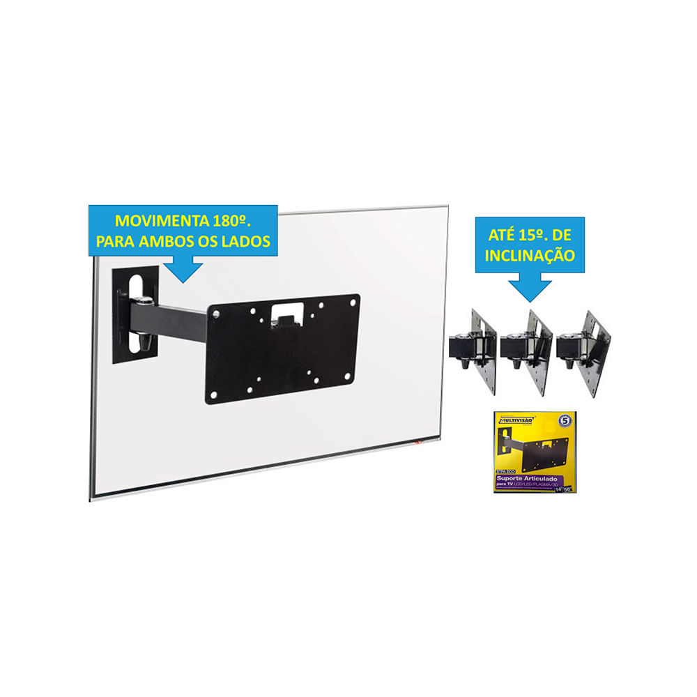 Imagem do produto Multivisao Suporte para TV Articulado com Inclinação 14 a 56 Preto STPA-ECO-PR