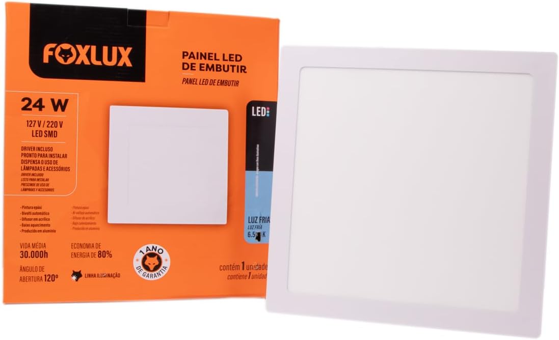 Imagem do produto PLAFON LED QUAD EMB 24W 6500K FOX