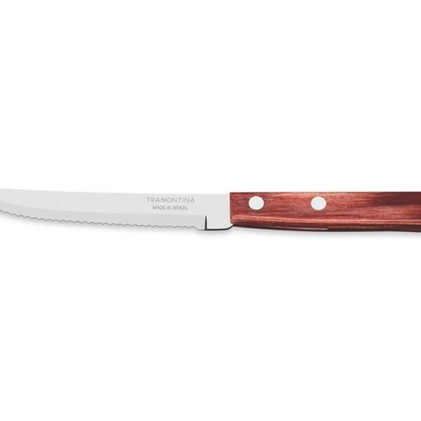 Imagem do produto Tramontina Faca Para Churrasco 5 Polywood Vermelho Lâmina de Aco Inox e Cabo de Madeira