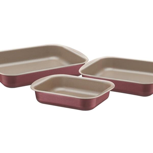 Imagem do produto Tramontina Jogo Assadeiras Brasil Vermelho Sortidos de Aluminio com Revestimento Antiaderente 3 Peças