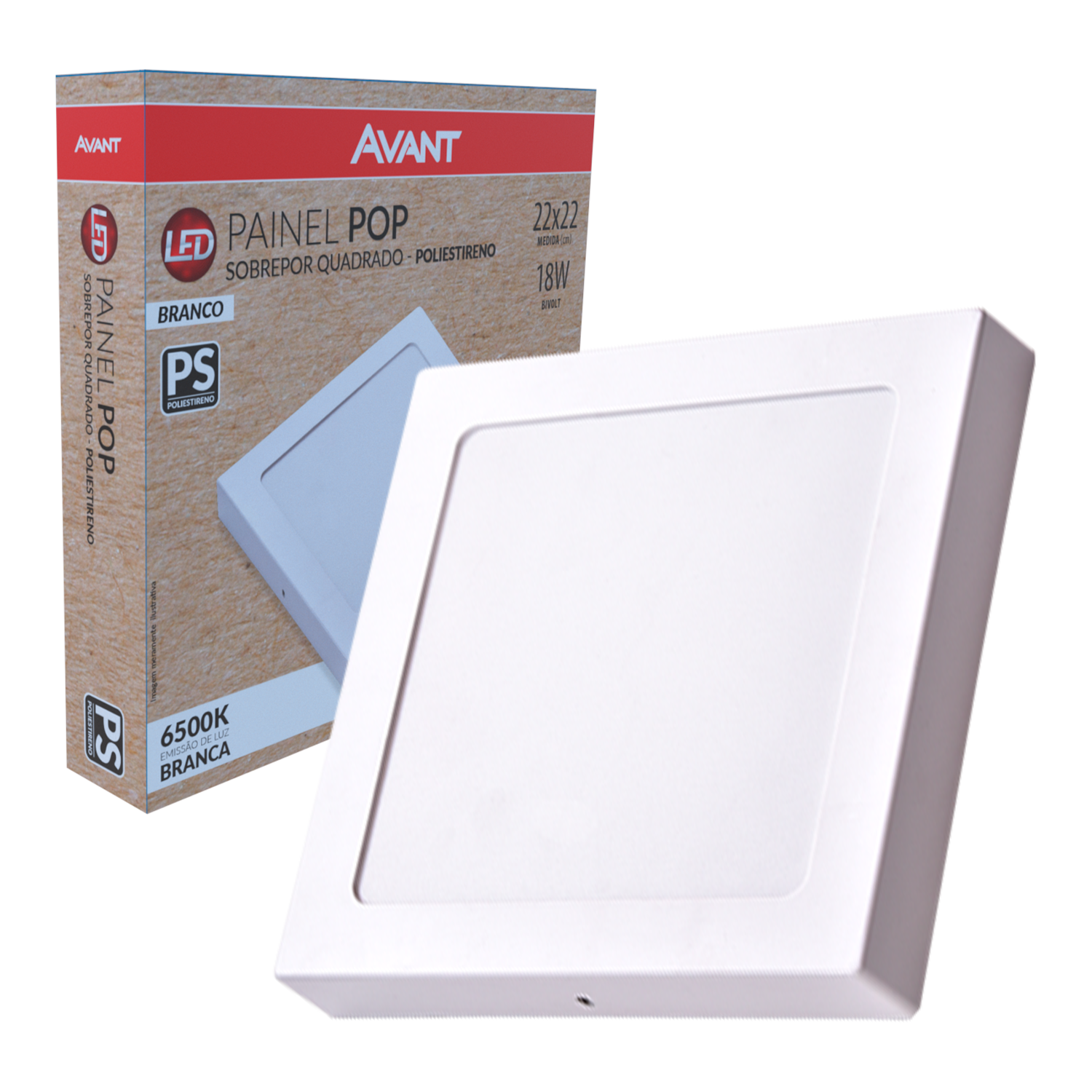 Imagem do produto Avant Painel POP LED Plafon de Sobrepor Quadrado 18W Bivolt 6500K Luz Branca