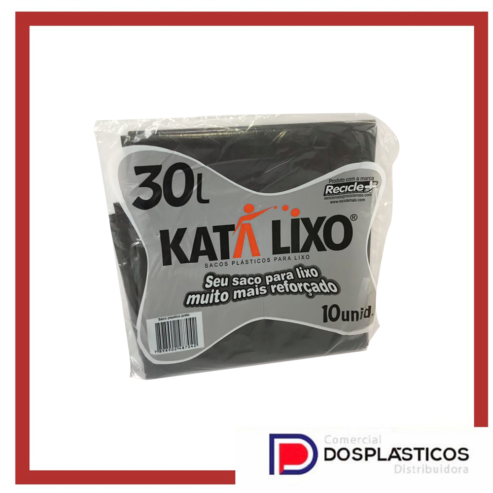 Imagem do produto Saco de Lixo Preto 30 Litros Pacote com 10 Unidades