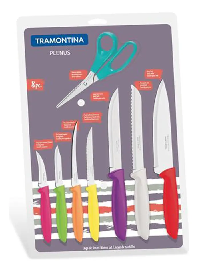 Imagem do produto Tramontina Jogo de Facas Plenus em Aço Inox com Cabos de Polipropileno Misto 8 Peças