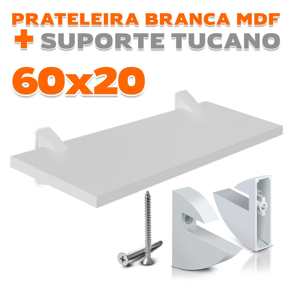 Imagem do produto Fico Prateleira com Suporte 60x20 cm Branca