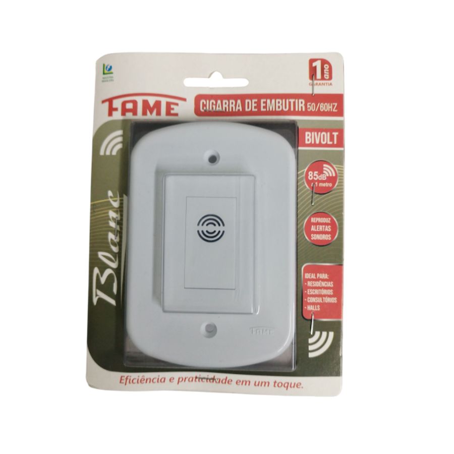 Imagem do produto Fame Campainha Cigarra de Embutir com Placa Bivolt