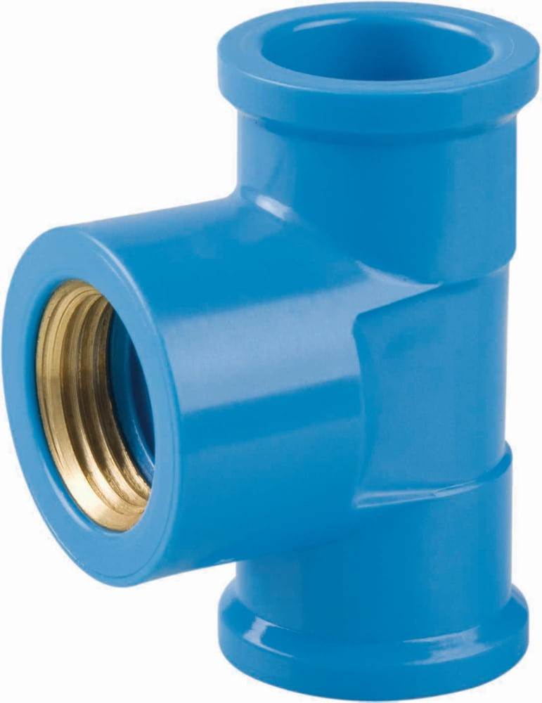 Imagem do produto Plastubos Tê Soldável com Bucha de Latão Azul 25mm x 3/4"