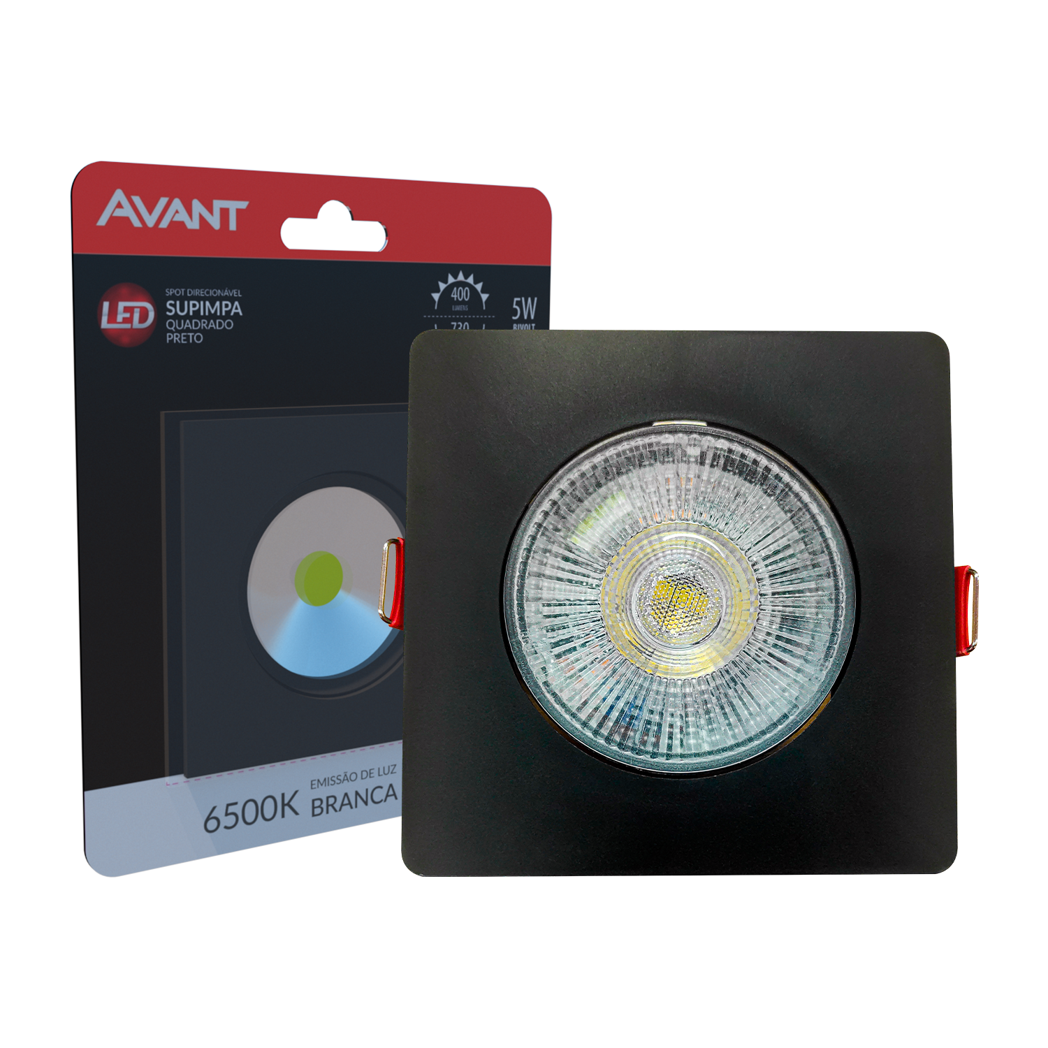 Imagem do produto Avant Spot LED de Embutir Supimpa Quadrado Preto Fosco 5W Bivolt 6500K Luz Branca
