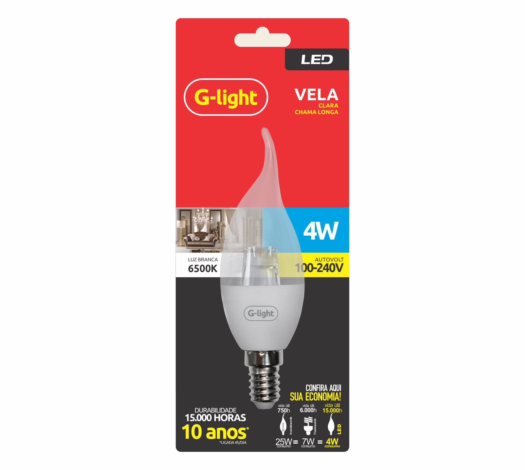 Imagem do produto Vany Lâmpada Vela Chama LED 4,8W 6500K