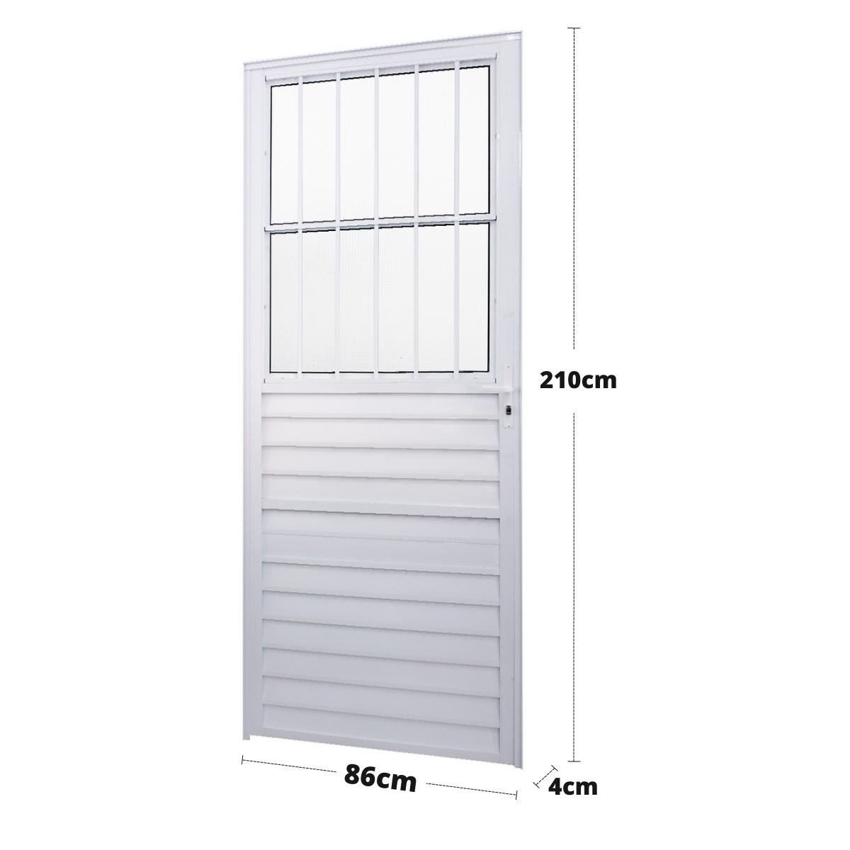 Imagem do produto Atlantica Porta Social Fortline com Grade 2100 x 860 Branca Direita 2664N