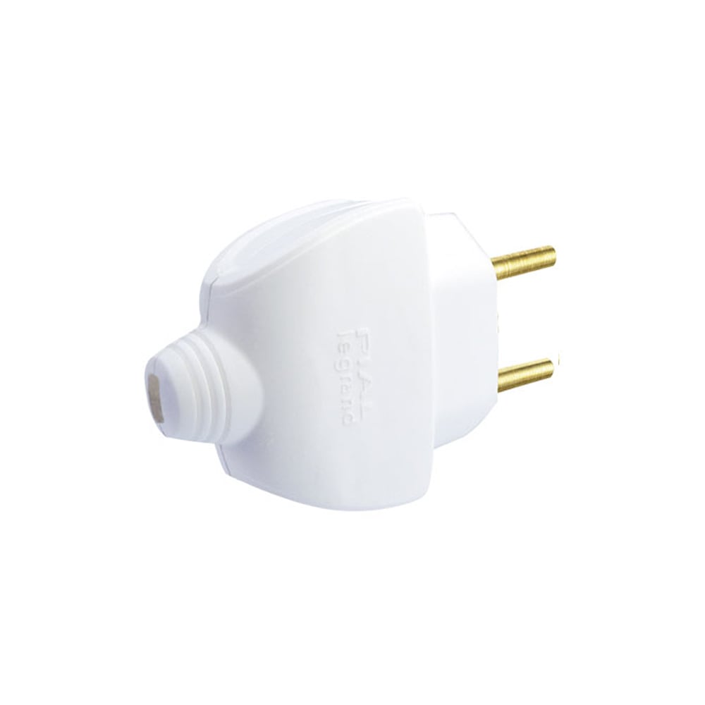 Imagem do produto Pial Legrand Plugue Macho 2P 90° (Saída Lateral) Pialax Branco 10A