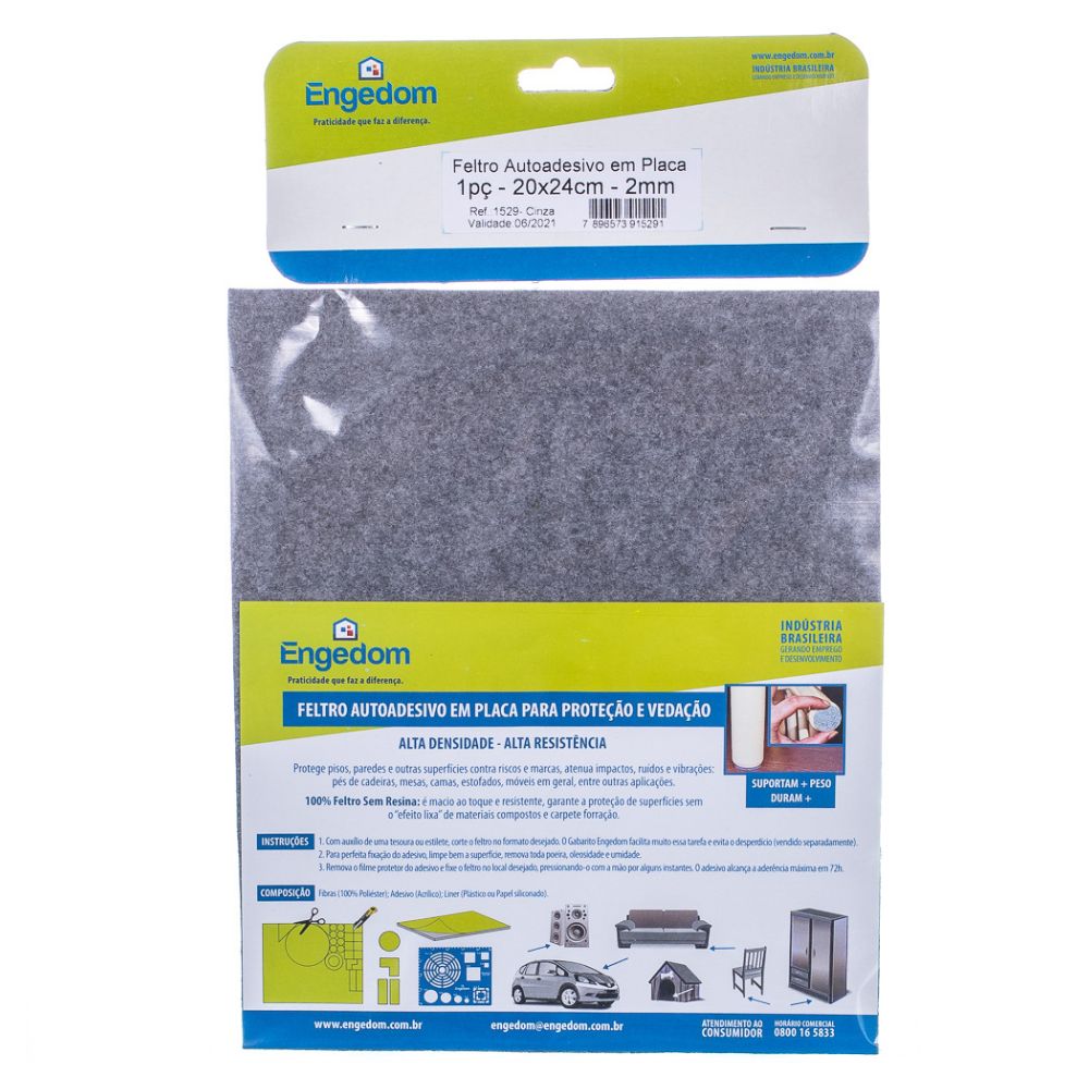 Imagem do produto Engedon Placa de Feltro Cinza AA 20x24x2 mm